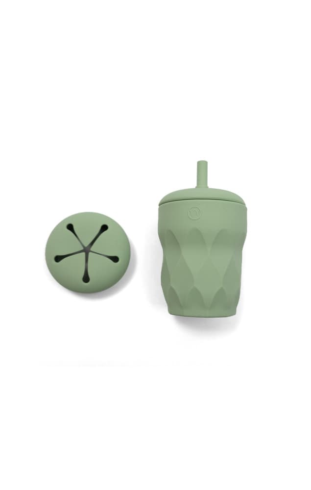 Silicone Cup with Straw and Snack Lid